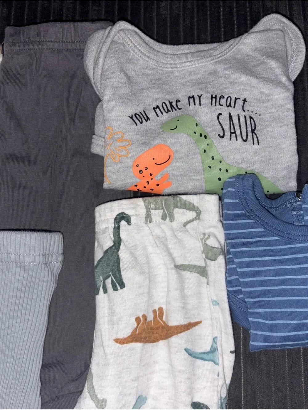 Baby Dinosaur Pajama Pants Set - Gray, Light Blue, Cream, Green